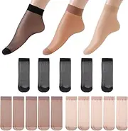 [JSTHHTT] 15 Ankle Nylon High Sheer Socks for Women, Transparent Stockings, Nylon Stockings, Women's Popular Silk Socks, Universal Nude Ultra Thin Nylon Mesh Socks, Stockings, Summer Socks (3 Colours),