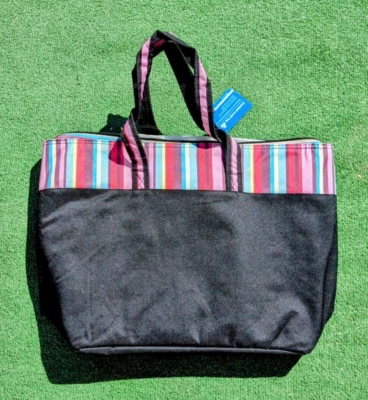 Large Insulated Zipper Closure Reusable Shopping Tote Travel Beach Camping Bag