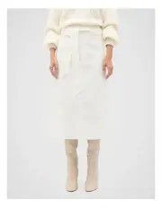 [Seed Heritage] Denim Tie Waist Skirt in Cloud Cream