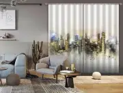 3D Watercolor Art City Night NAO057 Photo Curtain Printing Fabric Window Fay