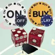 Bally's Las Vegas Casino Craps Dice + On/Off Buy/Lay Lammer Buttons + Pouch