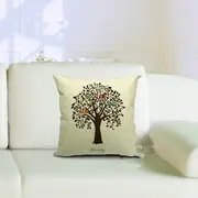 All 4 Kids 45cm Square Throw Pillow Cushion Cover - Brown Tree with Bird