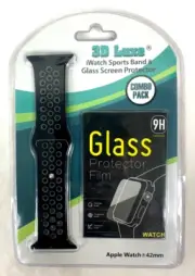 iWatch Sports Band and Glass Screen Protector 42mm Combo Pack 3D LUX - SEALED