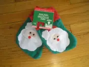 New ! 2PK Christmas Santa Clause Mini Stockings size; 6" X 3 1/4"