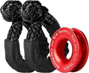 BCJCLTS Synthetic Soft Shackle & Winch Recovery Ring Kit, 1/2'' x 22'' Recovery Soft Shackle(56,000Lbs Breaking Strength), Snatch Recovery Ring for ATV UTV Off-Road Vehicles (Shackles+ Black Ring)