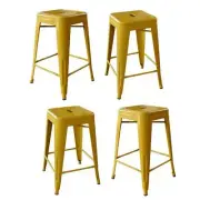 AmeriHome Bar Stools Metal 16"W Powder Coated Metal Stackable Backless Yellow