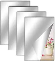 [TSLBW] 4 Pack Self Adhesive Mirror Stick on Mirror 40x30cm Acrylic Mirror School Mirrors Flexible Mirror Sheets Mirror Stickers for Wall School Home Livingroom Bathroom Bedroom Decor