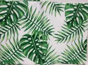 Heavy Flannel Back Vinyl Tablecloth, 52" x 52" Square, GREEN TROPICAL LEAVES,HS