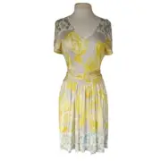 Emilio Pucci Dress Short Sleeved Silkprint Yellow Gray NWT