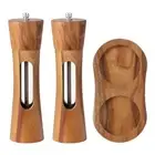 1/2Pcs Wooden Salt and Pepper Mill Manual Sea Salt Jar Seasoning