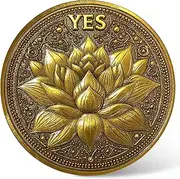 Golden Decision-Making Coin - Elegant Yes/No Challenge Coin with Lotus and Phoenix Design