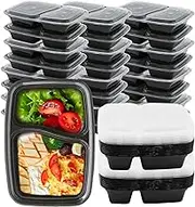 50 Pack 32OZ Meal Prep Containers Reusable 2 Compartment Food Storage,Extra Large &Thick Food Storage Containers with Lids,Durable Bento Boxes BPA-Free, Stackable,Microwave,Dishwasher/Freezer Safe