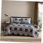 - Quilt Set, Cotton Reversible Bedding with Matching Queen Madrona Navy/Red