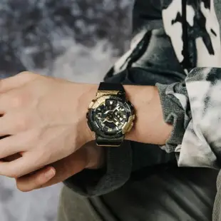 【CASIO 卡西歐】G-SHOCK 40週年限定 探險家之石系列 黑金 方解石 金屬錶殼 人氣雙顯 GM-114GEM-1A9_48.8mm