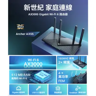 TP-Link Archer AX55 AX3000 wifi6 雙頻 wifi分享器 無線網路 分享器 路由器