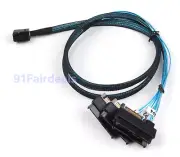 Mini SAS SFF-8643 to 4 SFF-8482 29pin 15pin SAS Power Cable Connectors 100CM