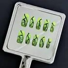 Ombre Neon Green Cyberpunk XL Square Press On Nails - Lime Wave Set - Lime Green