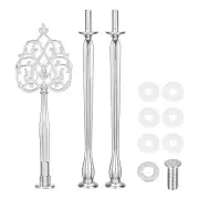 1 Set Cake Tray Stand Handle Plate Hardware Fitting, 3-Tiers New Crown Silver