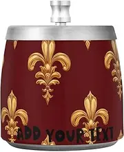 Royal Pattern Gold Red Valentine's Day2 Stainless Steel Travel Ashtray with Lid for Home Office Indoor Outdoor, Large Unbreakable Outdoor Tabletop Ashtray for Cigarette Smokers