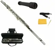 Merano 16 Hole Key of C Silver Flute with Case + Free Stand - Beginner Student