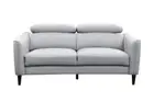 MAVEY 2-SEATER REAL LEATHER SOFA SETTEE COUCH SILVER