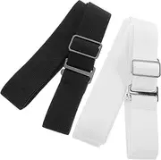 [Baluue] 2Pcs Adjustable Elastic Belt for Women No Show Stretch Waist Strap with Discreet Flat Buckle for Dresses and Pants Color Options