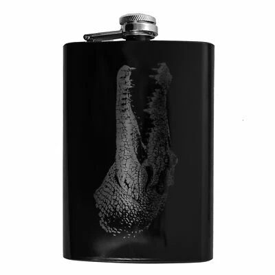 8oz BLACK Croc Flask