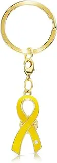 [AWARENESS RIBBON] Key Ring charm chain luxury rhinestone, Yellow, Medium