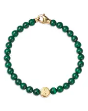 Bloomingdale's Fine Collection Men's Yin Yang Disc Malachite Bead Bracelet in 14K Yellow Gold