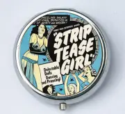 Burlesque Pill Case pillbox holder box pin up strip tease rockabilly pulp