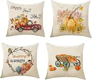 BUTIFULSIC 4pcs Pumpkin Pillow Cover Linen Pillow Cases Pillow Washable Cases Linen Cushion Cover Autumn Pillow Case Linen Cover Throw Cases Covers Pillow Supplies Pillowcases Polyester Linen