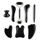 Natural Stone Massage for Face Jade Roller Set Black Obsidian Board Facial Tool