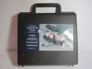 NEW Vintage Black Hard Plastic Cassette Storage Carrying Case 20 Tape Capacity