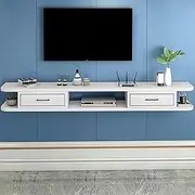 Floating TV Stand Wall Mounted TV Cabinet with Drawers and Storage Unit Audio Video Console Multimedia Game Console Cable Box Router Shelf for Wall Mounted TV Stand.