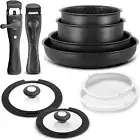 Induction Cookware Set 10 Pieces, Nonstick Pots and Pans Set with Removable Hand