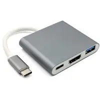 在飛比找森森購物網優惠-Type-C 轉HDMI USB3.0 銀色高清轉接集線器(