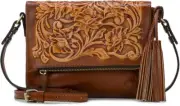 Patricia Nash Corfu Leather Crossbody Bag in Tan