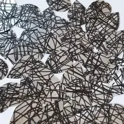 Sequin Teardrop 1.5" Silver Black Scribble Pattern Metallic Couture Paillettes