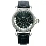 JEBELY瑞士機械錶-流森新古城系列-三眼造型機械錶-黑/39MM