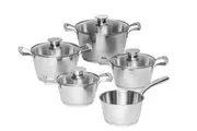 Bugatti 9-Piece Cookware Set w/ Glass Lids - Stainless Steel