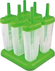 Tovolo Groovy Pop Molds - 6 Pack, Green, Plastic, Ice Pop Molds, Irregular Shape