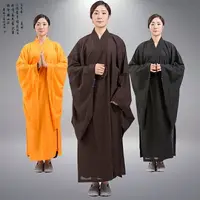 在飛比找樂天市場購物網優惠-僧服海清服 僧服海青男女居士服臺麻不透明僧衣法會用品黃黑咖啡