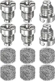 uxcell 6-Set Foam Cannon Orifice Nozzle, 1.1mm Stainless Steel Universal Thread Tips with Foam Maker for Snow Foam Lance/Garden Hose/Kitchen Cleaner, Sprayer Connector Replacement Nozzles