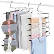 2 Pack 5 Layers Pants Hangers Space-Saving Stainless Steel Closet Hangers 20p...