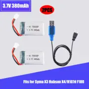 2Pcs 3.7V 380mAh 20C 702035 Lipo Battery with USB Charger for Syma X3 Hubsan X4
