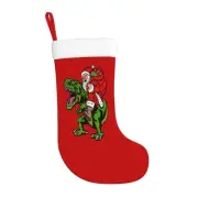 Christmas Stockings Dinosaur Santa Claus Xmas Stockings with Plush Faux Fur C...