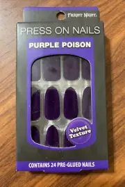 Fright Night Press On Finger Nails "Purple Poison" 24 Pre-Glued Nails - Goth