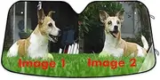 Custom Car Windshield Sunshade, Add Your Personalized Image/Text/Logo on Sun Visor for Car Front Window Customized Sun Shield Cover Blocks UV Rays Heat Protection to Keep Vehicle Cool, Put 2 Photos