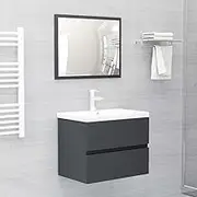 Generic Bathroom Furniture Set Grey Engineered Wood,3071587