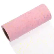 6" Rainbow Glitter Tulle Ribbon Rolls Shimmer Star Fabric 10 Yards, Pink